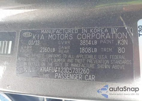 2013 Kia Forte Ex z USA, uszkodzony, nr VIN KNAFU4A23D5731260